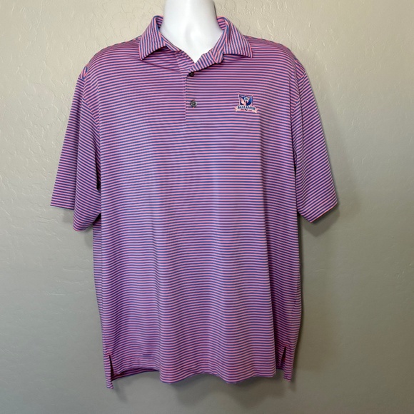 FootJoy Other - FootJoy‎ Golf Shirt Short Sleeve Striped Blue Pink Embroidered Crest Size XL